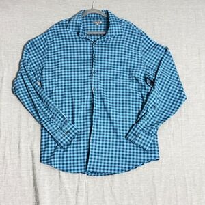 Artifact Regular Fit Blue Black Gingham Long Sleeve Button Up Shirt Mens 2XLT